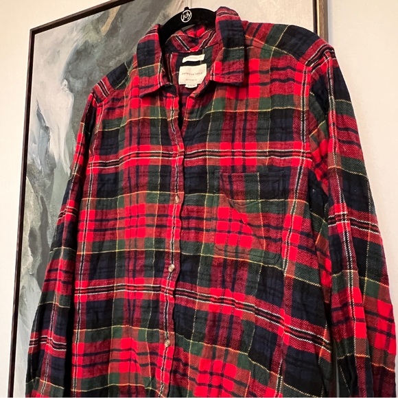 American eagle plaid long sleeve flannel button down shirt XL - Picture 4 of 5